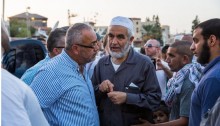 Raed Salah, leader of the Northern Branch of the Islamic Movement in Israel, during a large protest and a general strike, in solidarity with Palestinians in Jerusalem, West Bank and Gaza, in the northern town of Sakhnin, October 13, 2015