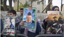Friends and family of Mohammed Abu Khdeir demonstrated near Jerusalem court, last Monday, November 30, 2015.