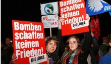 A demonstration of Die Linke against German intervention in Syria, last week.