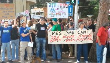 Residents from the Haifa Bay area demonstrate against air pollution.