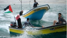 Palestinian fishermen along the coast of the Gaza Strip