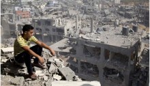 Neighborhood in Gaza extensively destroyed by Israeli attacks in 2014