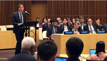 B'Tselem director Hagai El-Ad speaks at a special UN Security Council meeting held in New York last Friday, October 14.