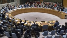 The United Nations Security Council as it voted on Friday, December 23, 2016, in favor of adopting resolution 2334 that calls on Israel to cease all settlement activities in the Occupied Palestinian Territories