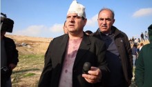 Joint List chairman MK Ayman Odeh (Hadash) holding the sponge-tipped bullet he says was shot at him by Israeli forces in Umm al-Hiran, January 18, 2017