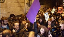 Left demonstrators in front of Barbur Gallery in Jerusalem, February 8