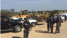Demolition forces at al-Araqib, an Arab-Bedouin village in the Negev demolished for the 110th time on March 8, 2017