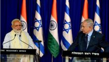 Indian Prime Minister Narendra Modi and Israeli Prime Minister Benjamin Netanyahu during a press conference in Jerusalem