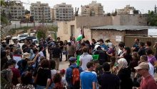 A joint Palestinian-Israeli demonstration in front of the Shamasna family home in occupied East Jerusalem, August 4, 2017