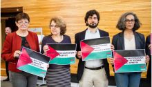 GUE/NGL MEPs demonstrate against the occupation of the Palestinian territories at the European Parliament, last June.