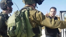 MK Ayman Odeh confronts occupation soldiers near Nabi Saleh on Saturday, January 14