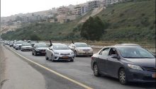 The protest convoy after setting out from Umm al-Fahm on , May 6