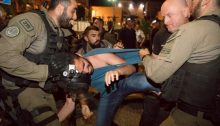 Police using brutal force against demonstrators in Jaffa Street in Haifa, Friday night, May 18