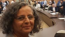 MK Aida Touma-Sliman (Hadash) on Monday, September 9, after the adjournment of the meeting of the Knesset Regulatory committee