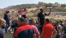 Protesters blocking the Wadi Ara road on Friday, September 27