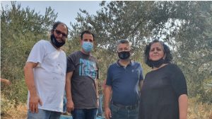 From left to right, Hadash MKs Ofer Cassif, Ayman Odeh, Yousef Jabareen and Aida Touma-Sliman took part in the olive harvest held last Friday, October 30, in the Palestinian village of Burin in the occupied West Bank.