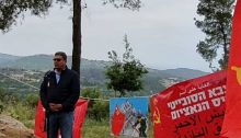 CPI General Secretary Adel Amer addresses those attending last year's commemoration of the Victory Day celebration in the Red Army Forest near Jerusalem.
