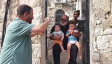 MK Ofer Cassif visiting families in the Palestinian neighborhood of Sheikh Jarrah in occupied East Jerusalem, April 23, 2021
