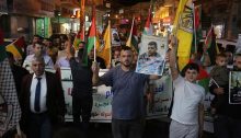 Palestinians demonstrate in Hebron Wednesday night, September 8, in solidarity with their incarcerated brethren.